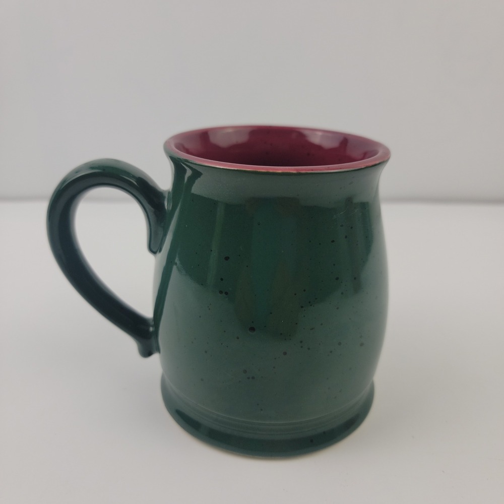 Colours by Alexander Julian Forest Green Speckled Coffee Mug Burgundy Interior